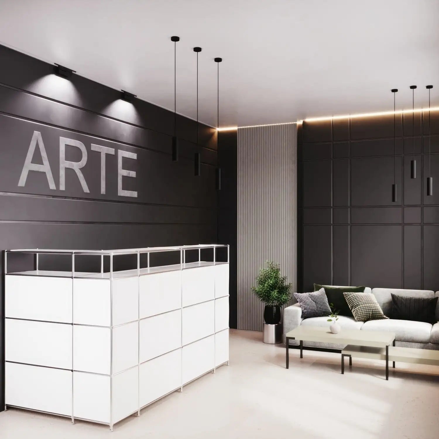 Spacious L-shaped reception desk