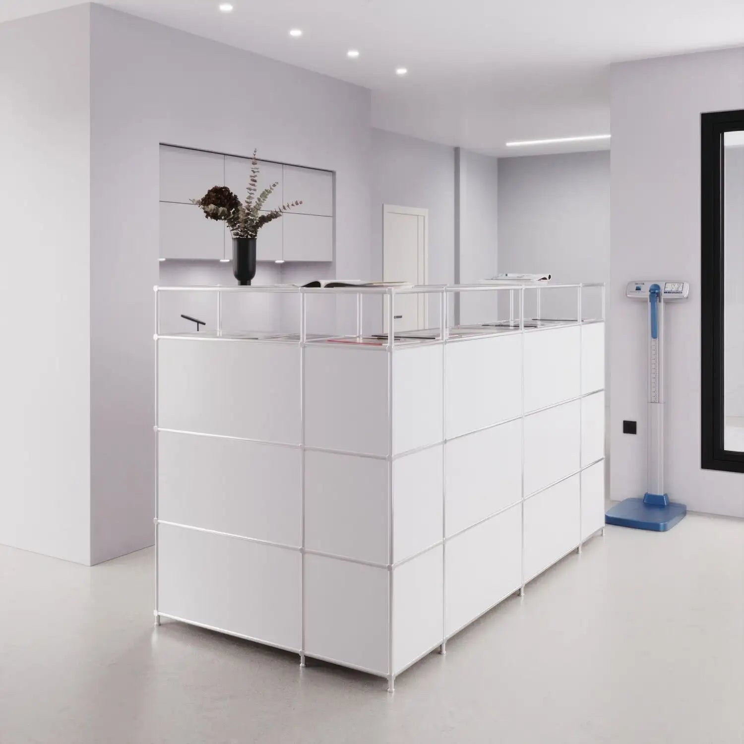 Spacious L-shaped reception desk