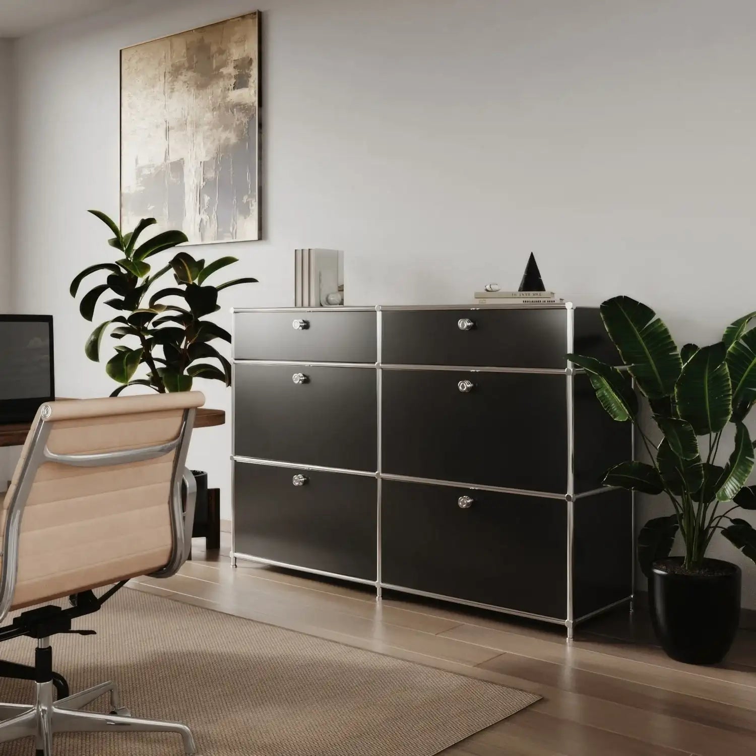 Commode noire à 6 tiroirs