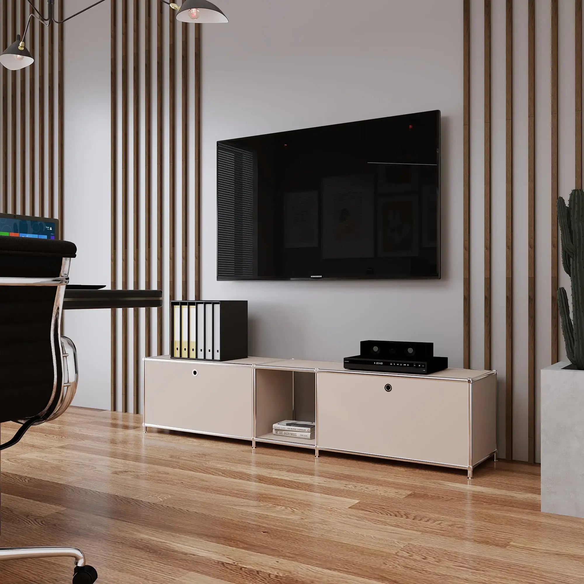 Lowboard in taupe with 2 flaps