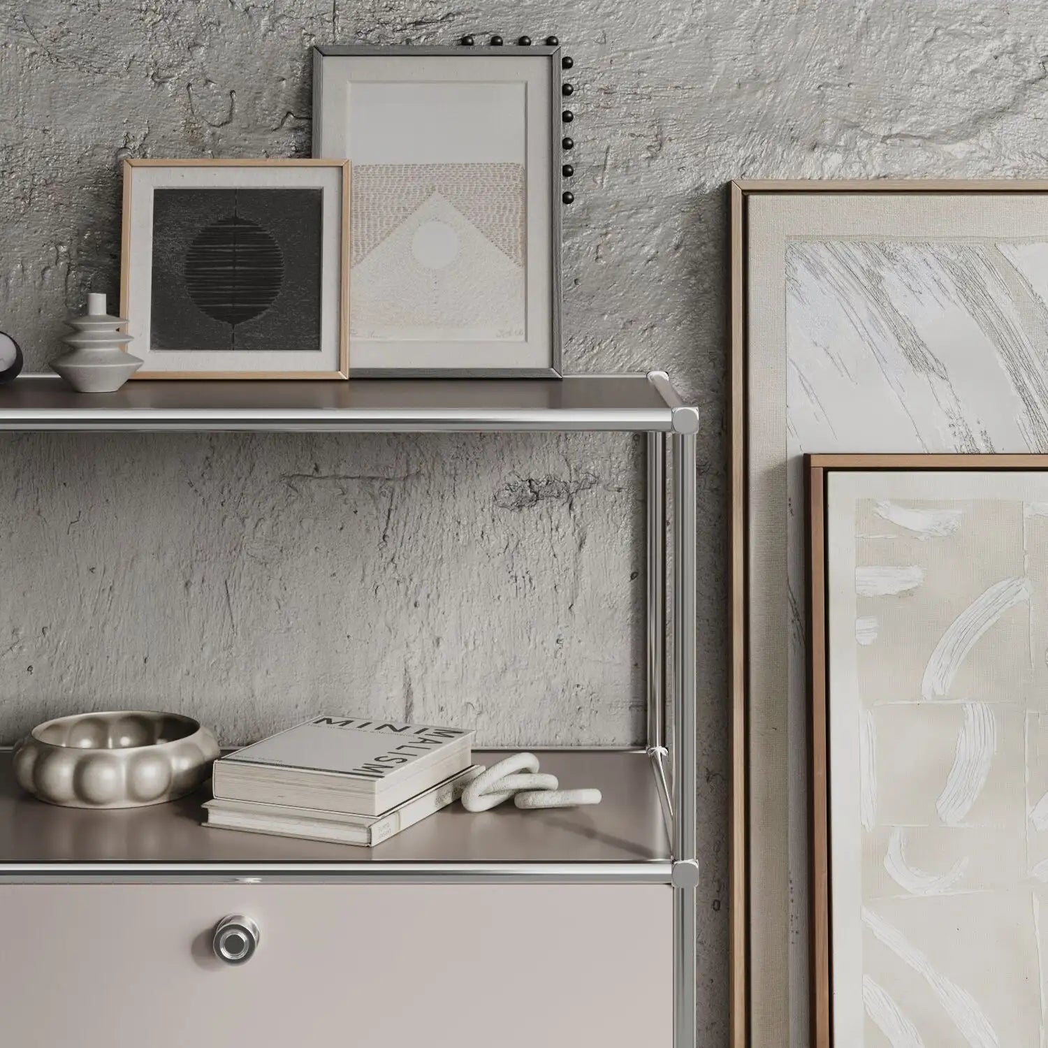 Shelf in taupe with 2 doors