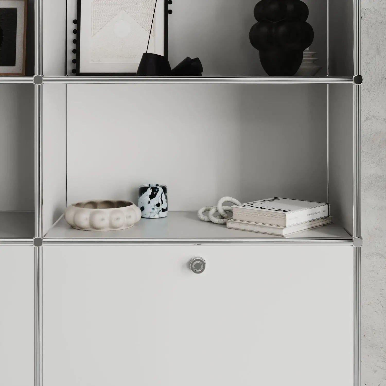 White shelf with 2 drawers/flaps