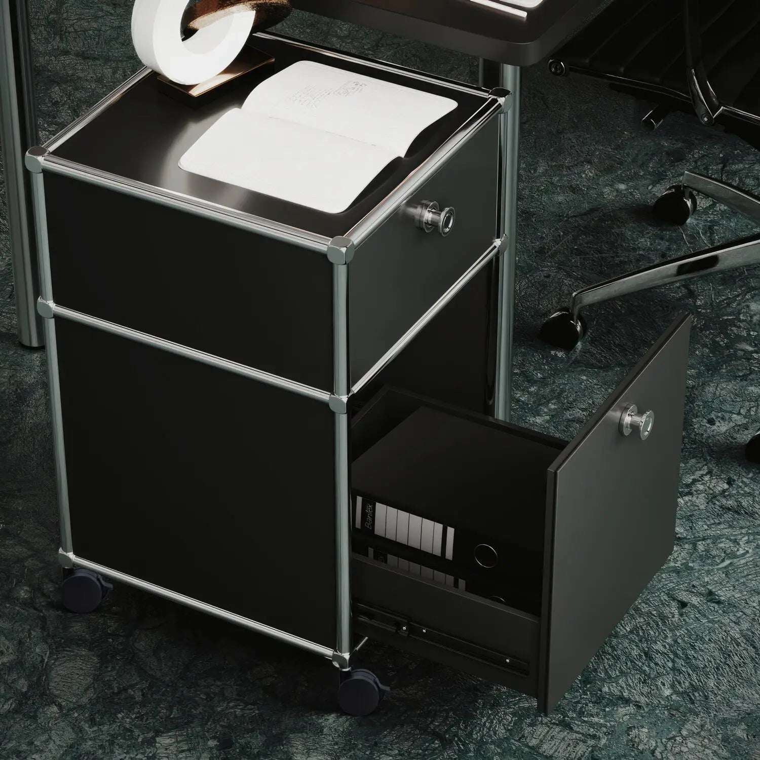 Rolling container with 2 drawers