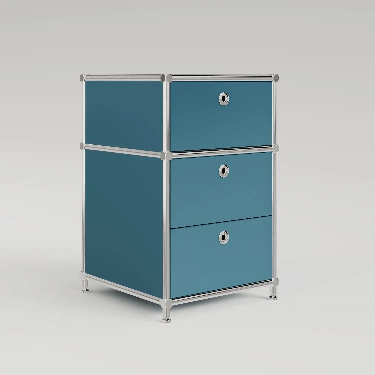 Boîte de rangement de bureau couleur pétrole avec 3 tiroirs