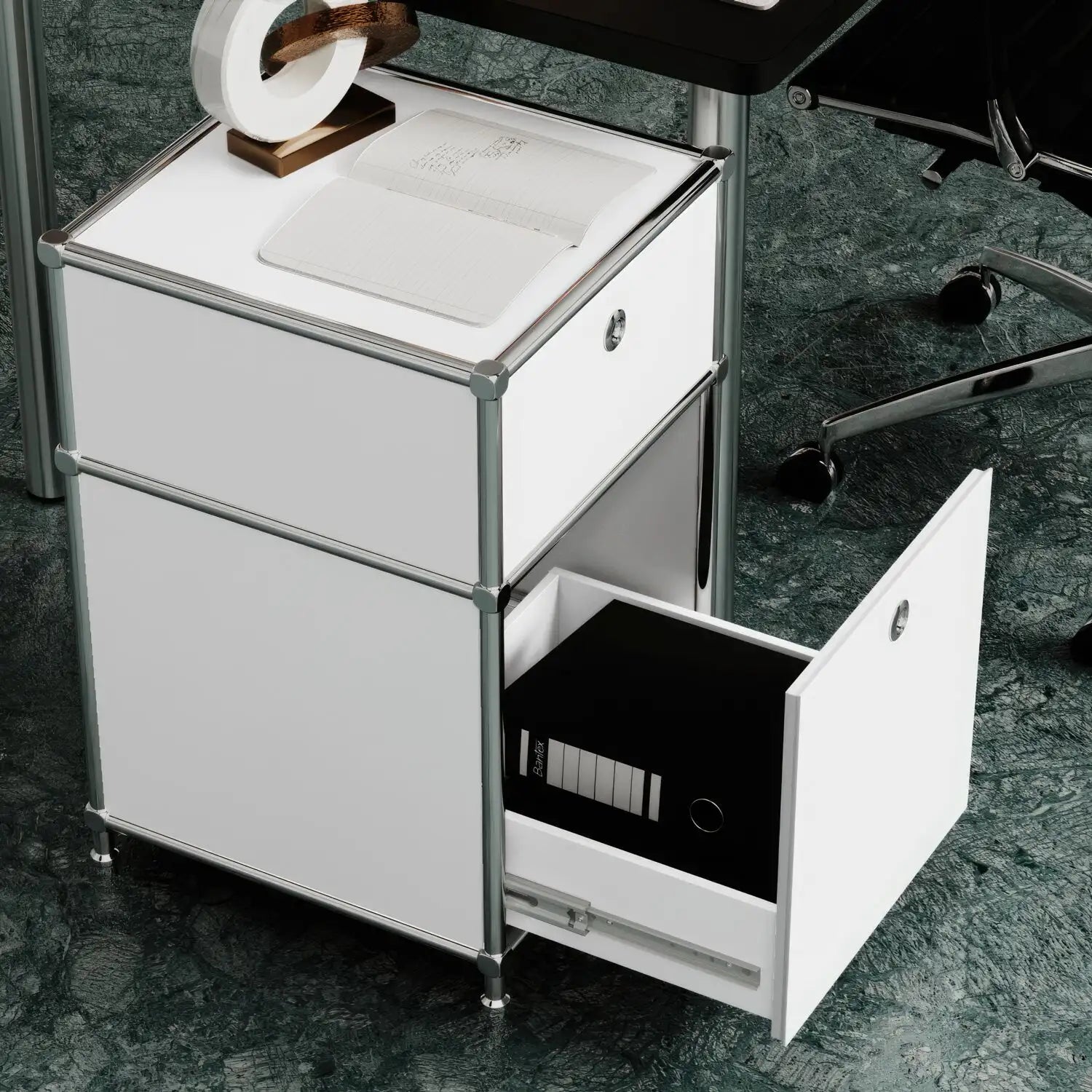 White desk container with 2 drawers