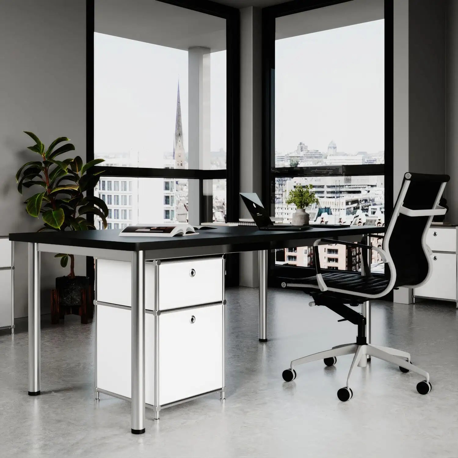 White desk container with 2 drawers