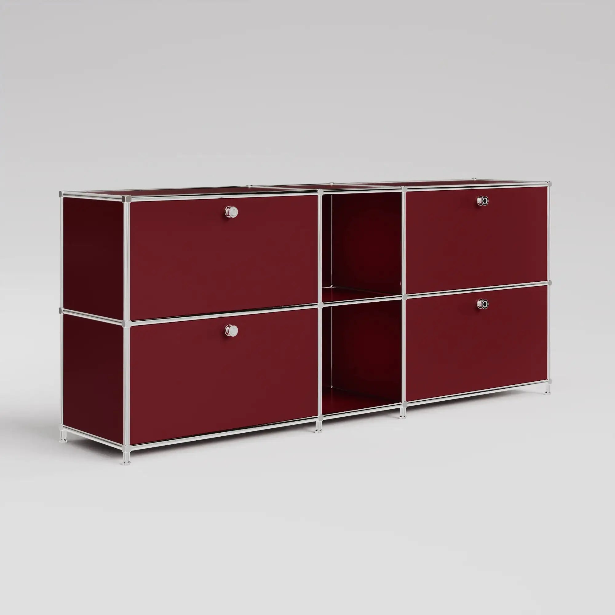 Red sideboard with 2 drawers/flaps