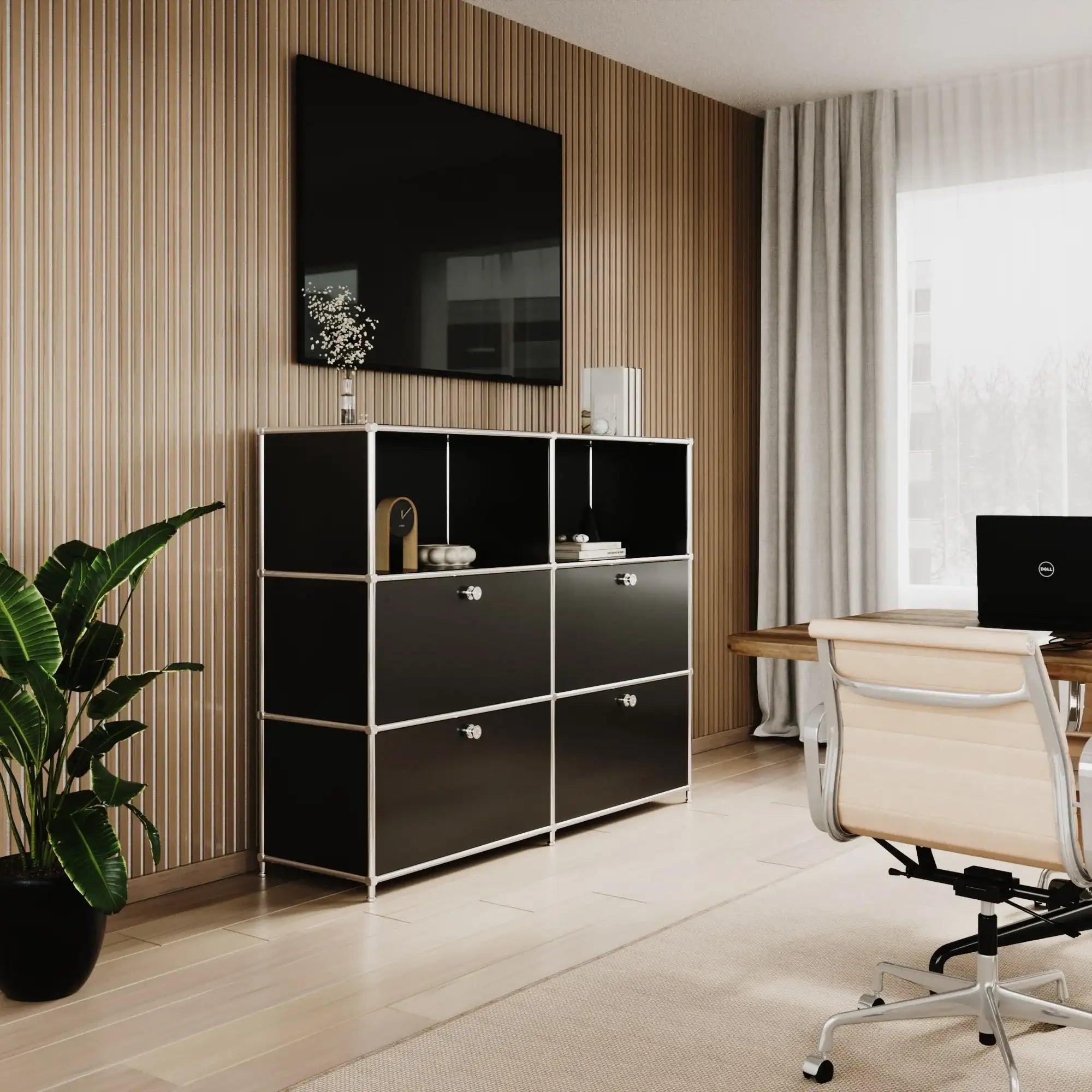 Black sideboard with 2 drawers/flaps