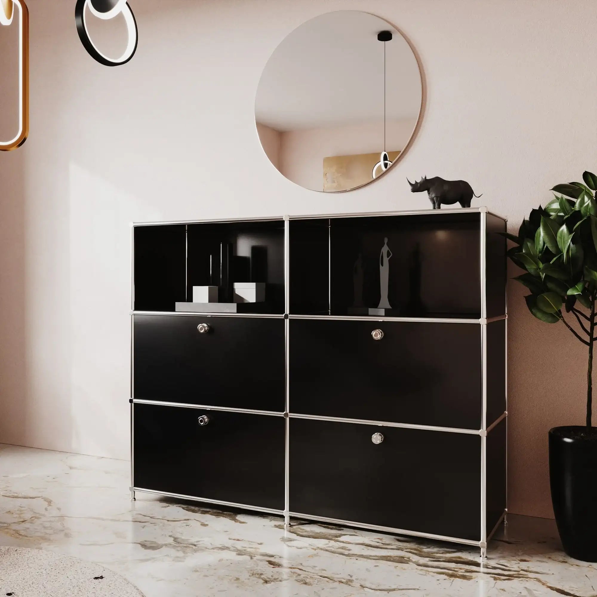 Black sideboard with 2 drawers/flaps