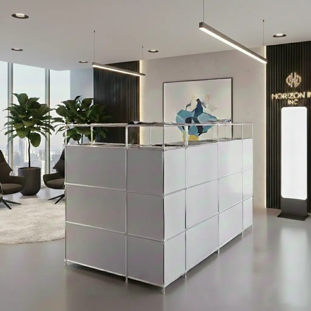 Spacious L-shaped reception desk