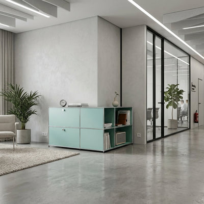 Ecksideboard mint mit 2 Klappen und Lochgriff – modernes Sideboard nach Maß