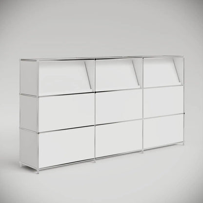 Reception desk in white with 3 brochure holders