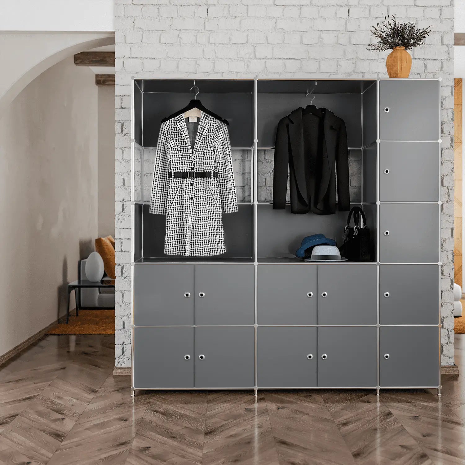 Wardrobe in elegant dark grey