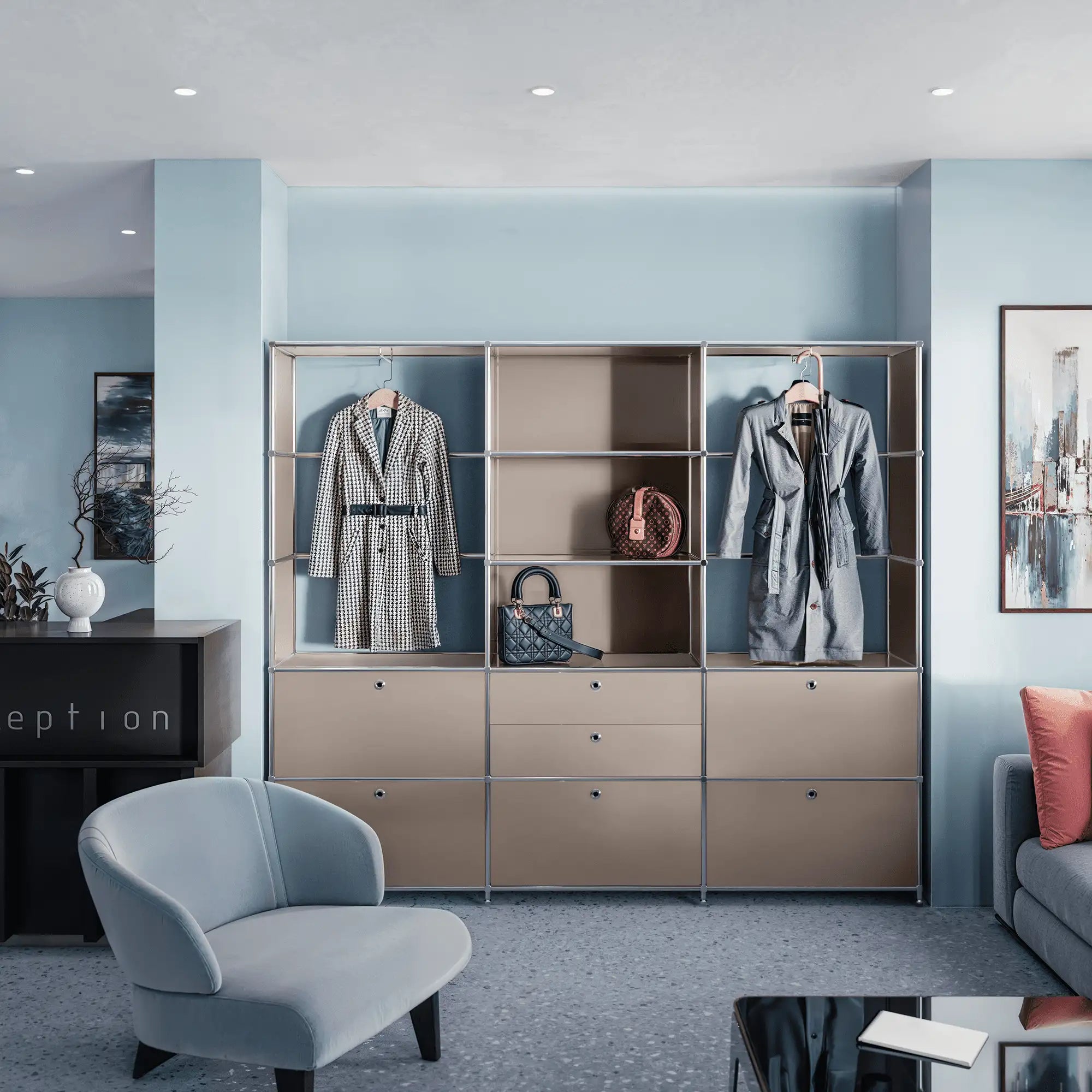 Wardrobe in elegant taupe