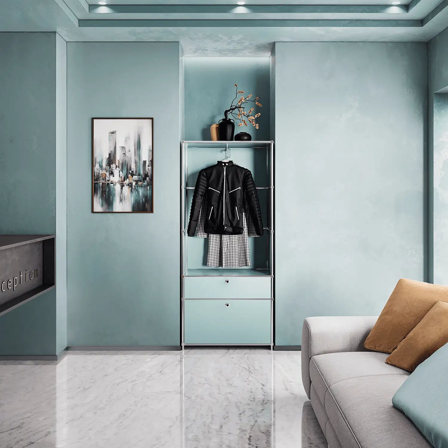 Wardrobe in trendy mint