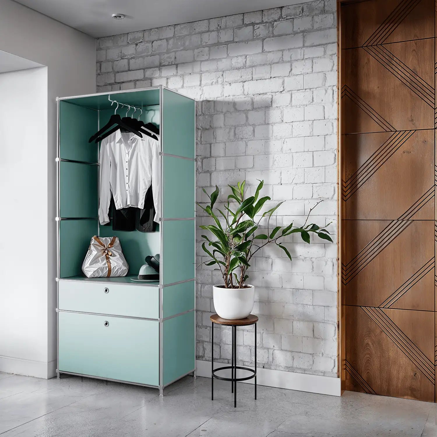 Wardrobe in trendy mint