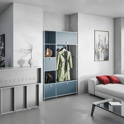 Wardrobe in trendy petrol blue