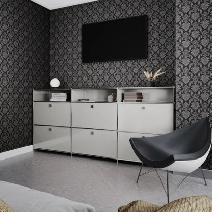 Commode gris clair à 6 tiroirs