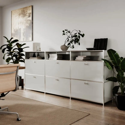 Commode gris clair à 6 tiroirs