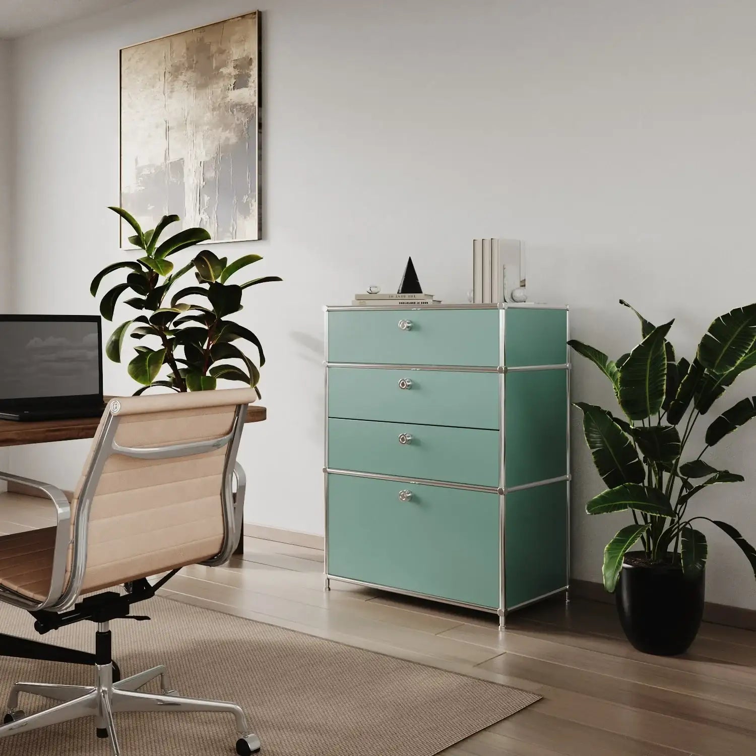 Commode vert menthe à 4 tiroirs