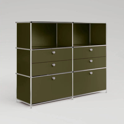 Chest of drawers in olive green with 6 drawers