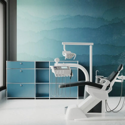 Commode bleu pétrole à 4 tiroirs et 2 portes