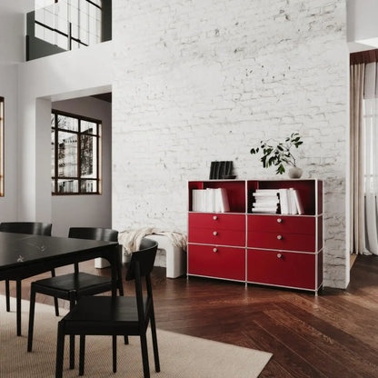 Commode rouge à 6 tiroirs