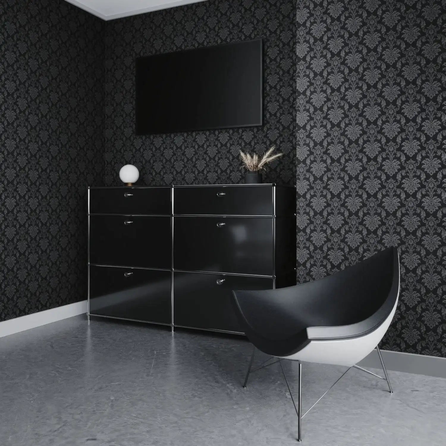 Commode noire à 6 tiroirs