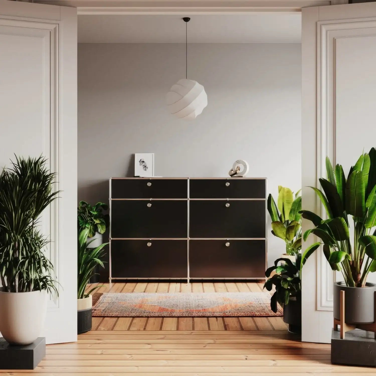 Commode noire à 6 tiroirs