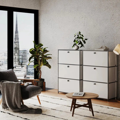 Commode blanche à 3 tiroirs – Chrome noir