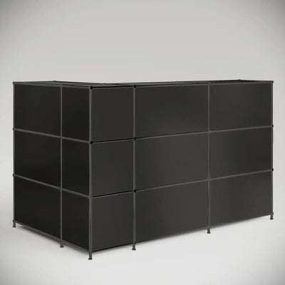 Compact reception desk in chrome black
