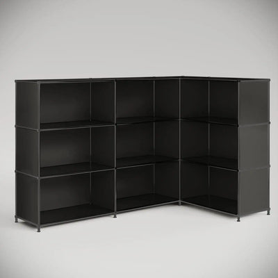 Compact reception desk in chrome black