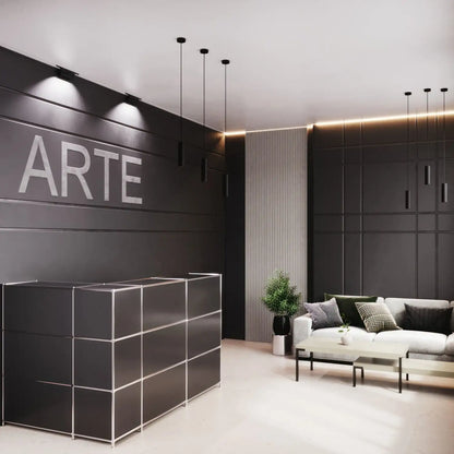 Compact L-shaped reception desk