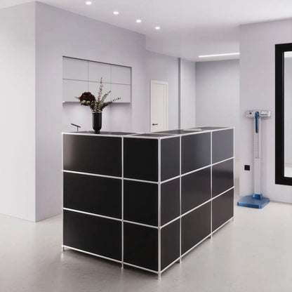 Compact L-shaped reception desk