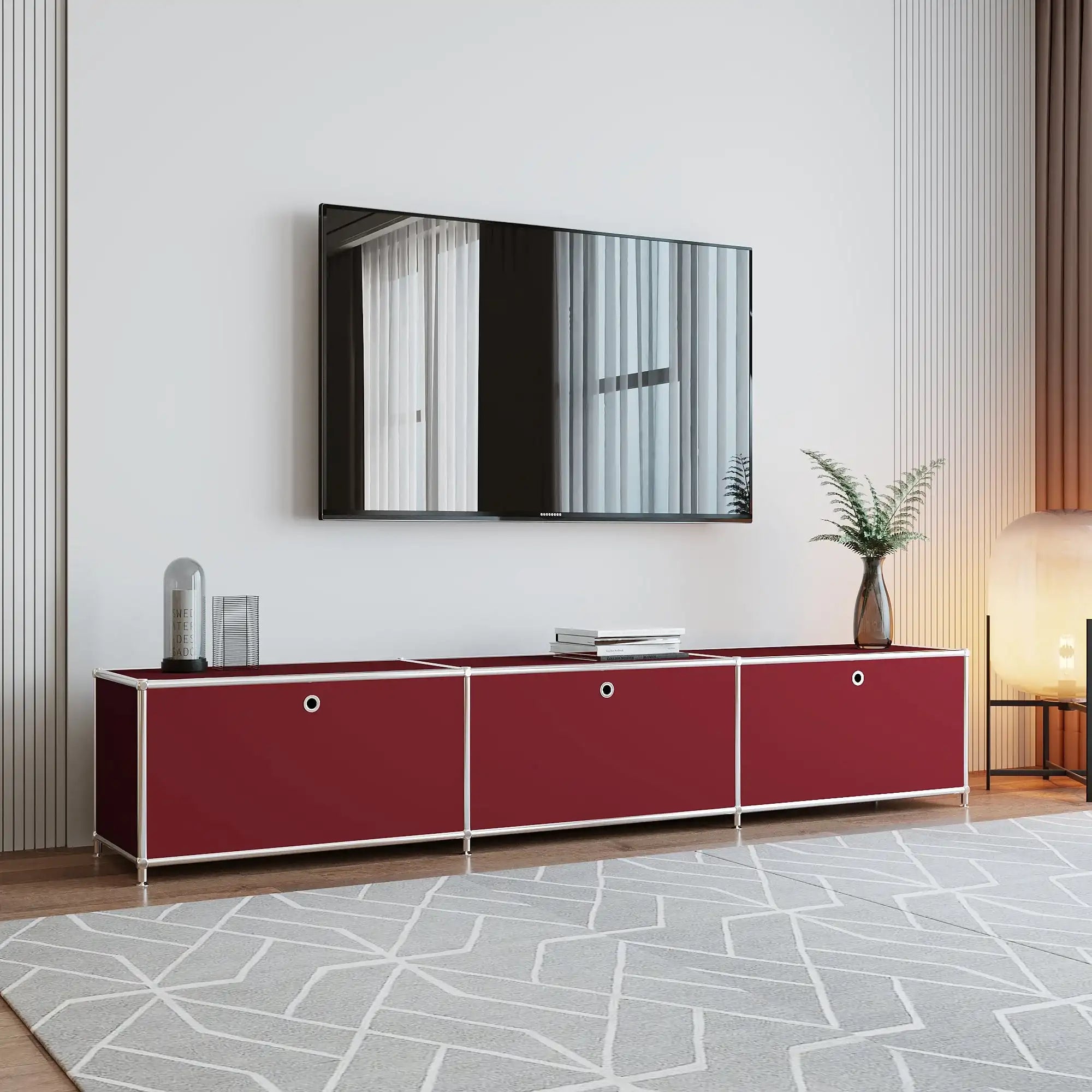 Lowboard in Rot mit 3 Klappen