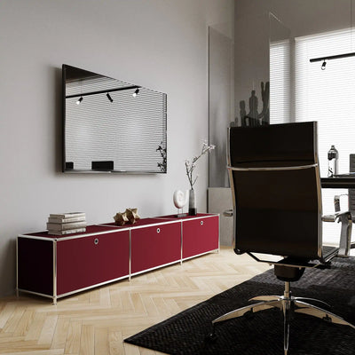 Lowboard in Rot mit 3 Klappen