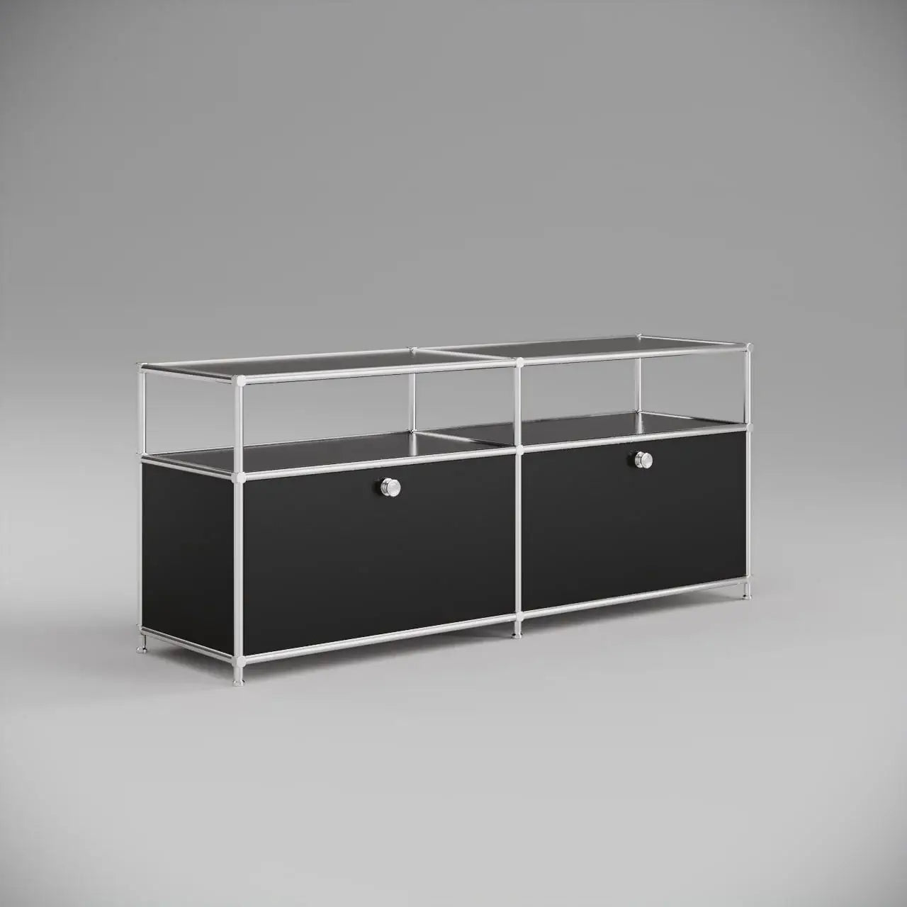 Lowboard in Schwarz mit 2 Klappen