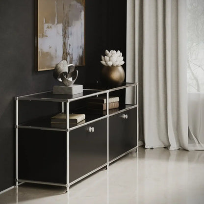 Lowboard in Schwarz mit 2 Klappen