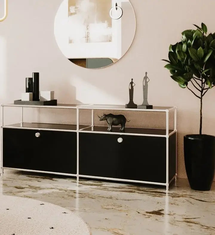 Lowboard in Schwarz mit 2 Klappen