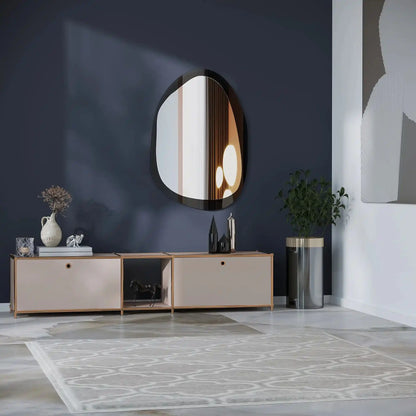 Lowboard in Taupe mit 2 Klappen – Roségold-Finish