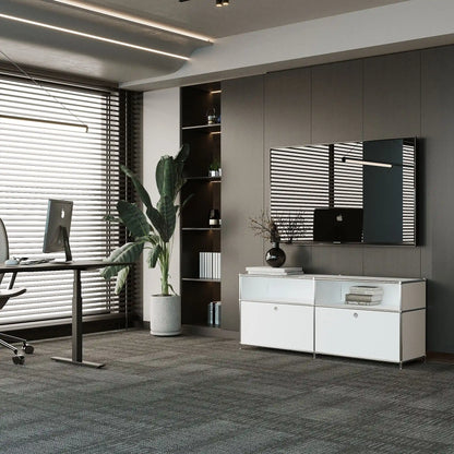 White lowboard with 2 doors