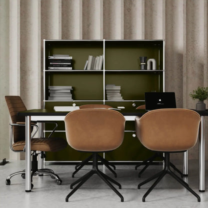 Regal in Olivgrün mit 2 Schublden / Klappen