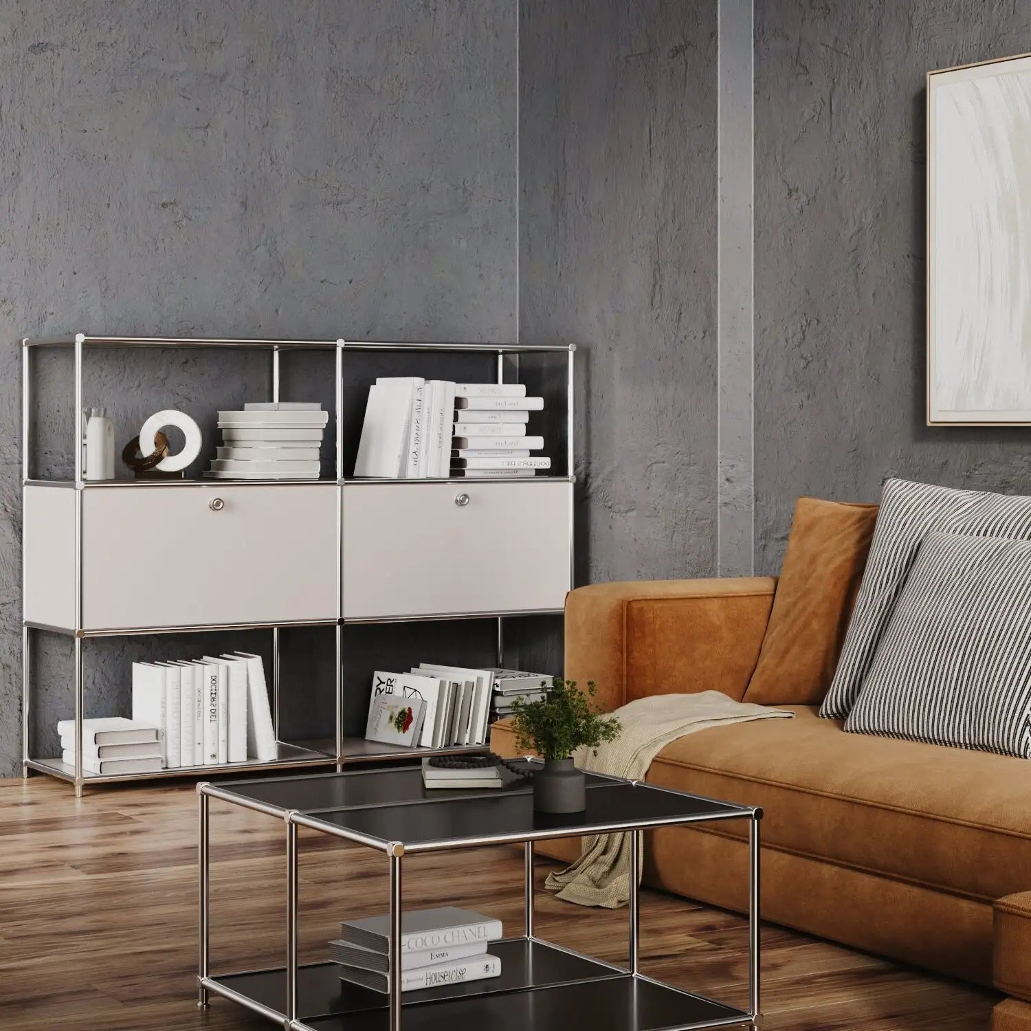 Shelf in taupe with 2 doors