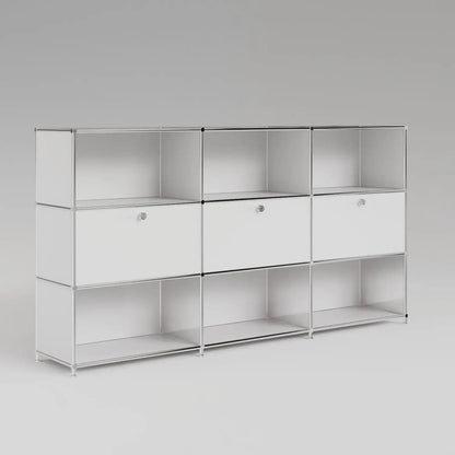 Regal in Weiss mit 3 Klappen