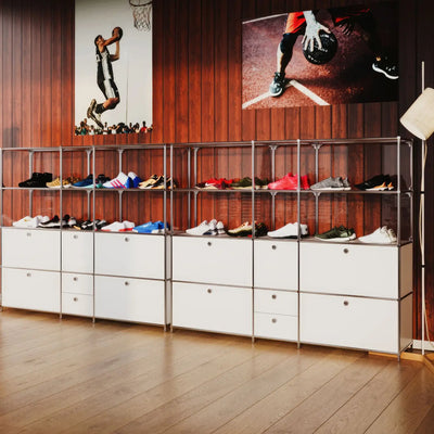 White shelf with display case function