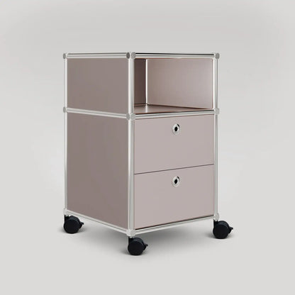 Rolling container with 2 drawers and storage compartment