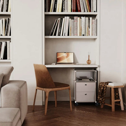 Rolling container with 2 drawers and storage compartment