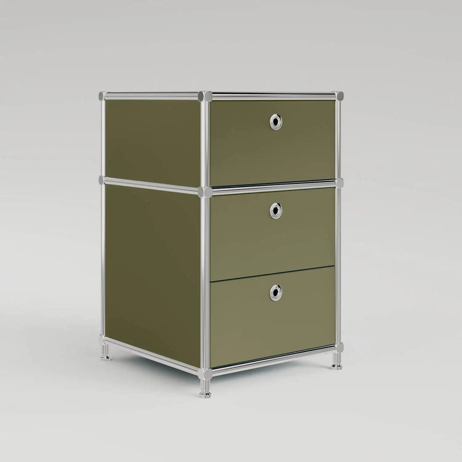 Desk container in olive green with 3 drawers