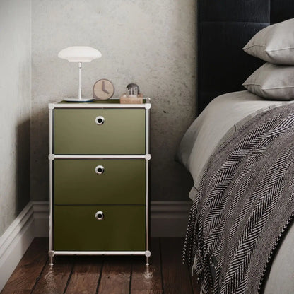 Desk container in olive green with 3 drawers