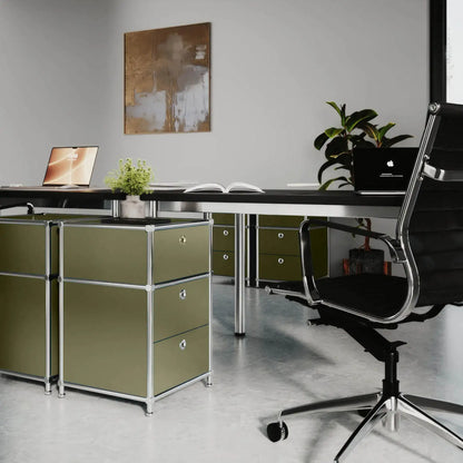 Desk container in olive green with 3 drawers